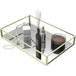 Acrylic Decorative Tray,Gold Mirror Tray for Jewelry,Jewelry Tray Storage